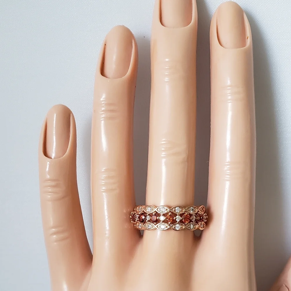 Rose Gold Red Stack Ring - Picture 7 of 8